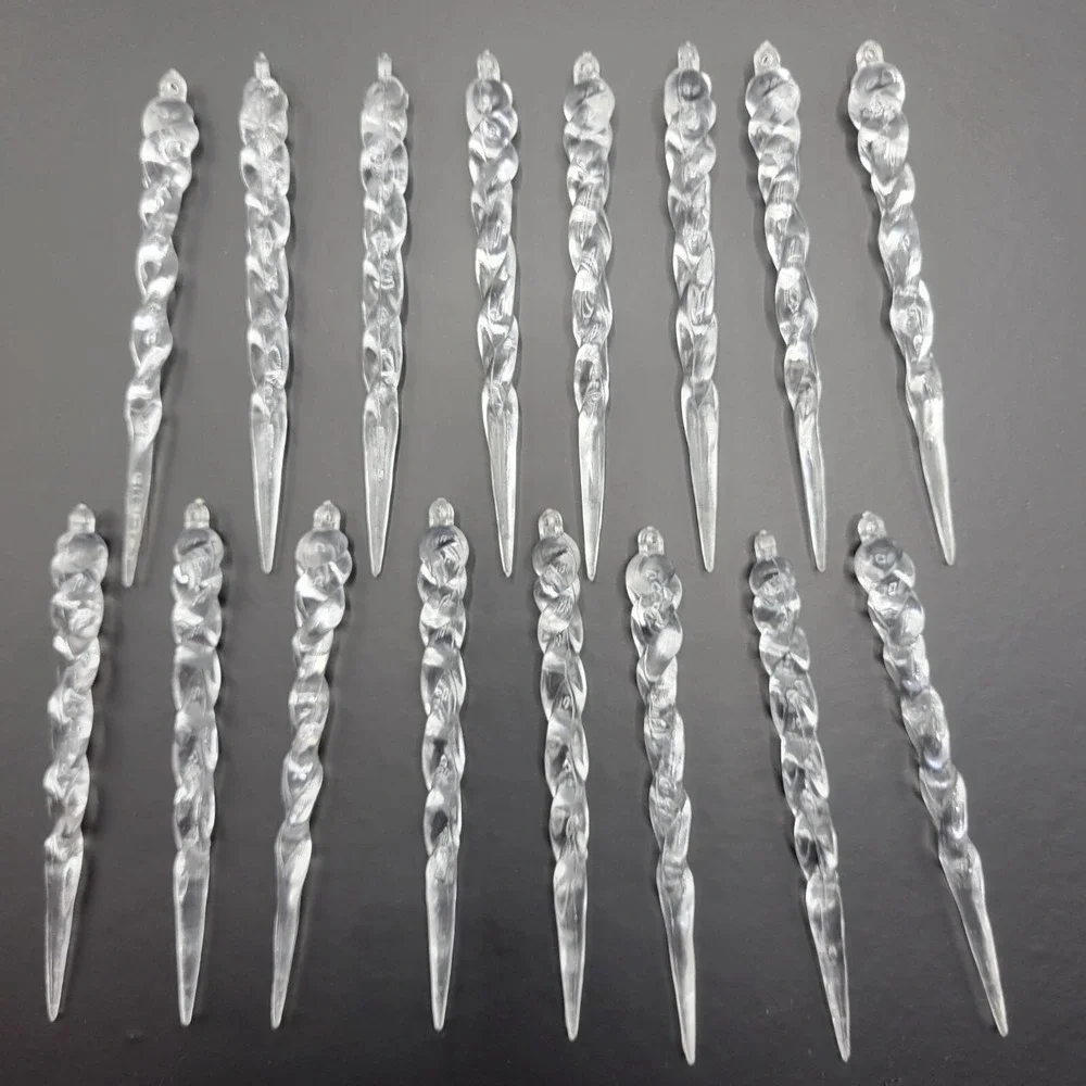Clear Acrylic Icicle Ornaments Set Of 16 Christmas Tree Holiday Decor 4